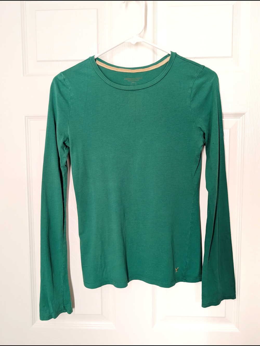 American Eagle Outfitters Long Sleeve Crew Neck Top - Teal Green
